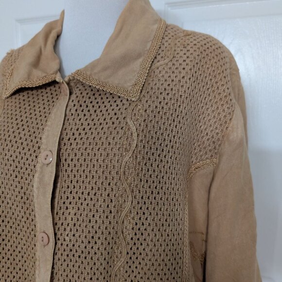 Bila Embroidered Maxi Dress Womens Size 1X Beige 2 Piece Jacket Pullover Dress - Picture 3 of 16